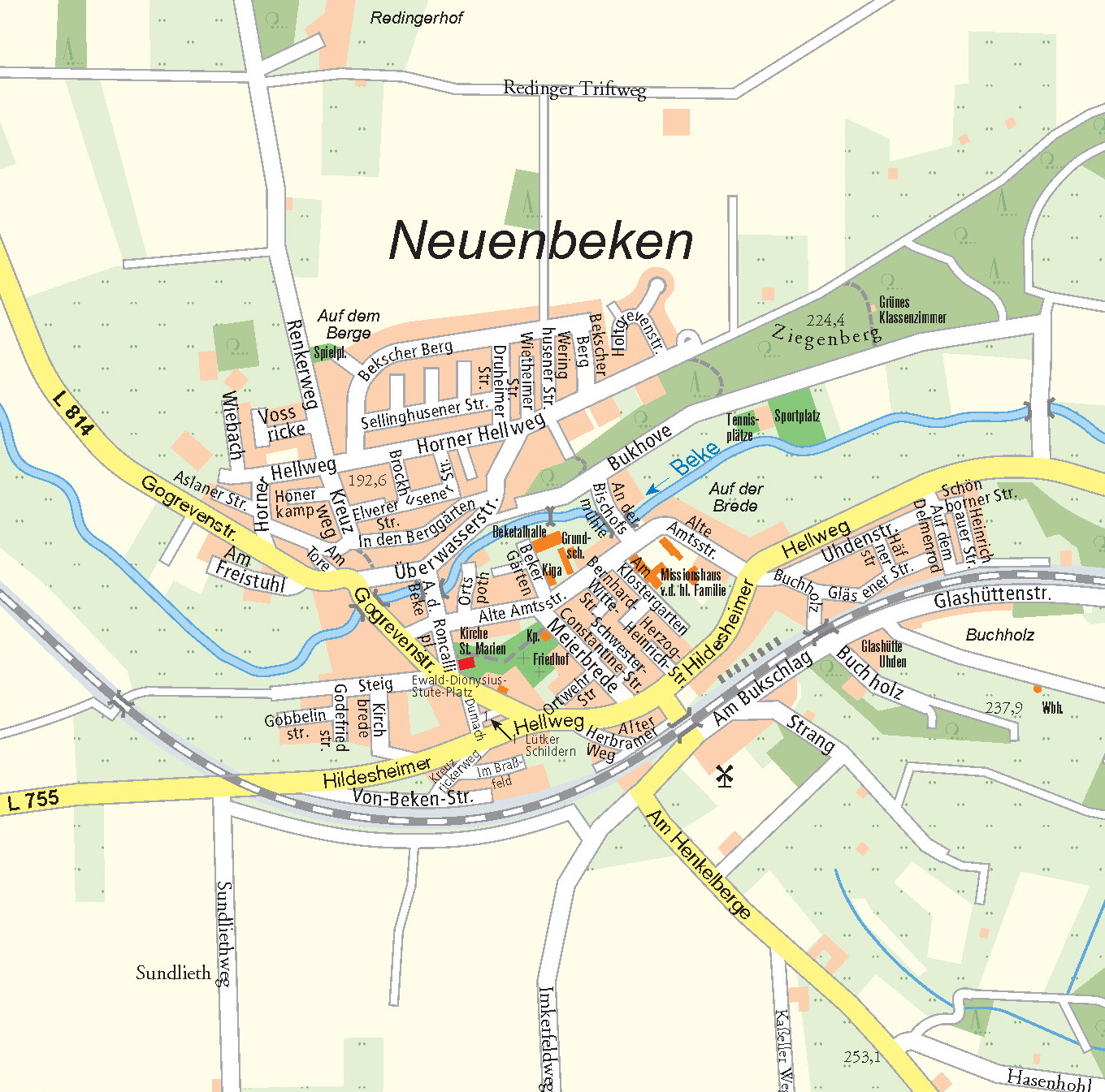Diese Karte ist ein Ausschnitt aus dem amtlichen Stadtplan Paderborn 1:20000. Freundlicher Weise zur Verfügung gestellt vom Amt für Vermessung und Geoinformation der Stadt Paderborn. Vervielfältigung und weitere Verbreitung nur mit Zustimmung der Stadt Paderborn.